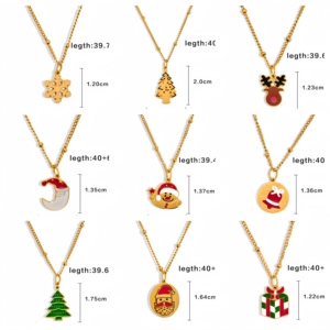 Conjunto de Collar, Aretes, Pulsera y Anillo de Cuentas de Acero Inoxidable de Moda Navideña 2024, Regalo para Fiestas - Product Image 4