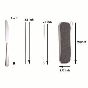 Juego de Cubiertos de Viaje de Acero Inoxidable Ecológico de 8 Piezas con Estuche, Personalizable con Logotipo, Portátil y Reutilizable - Product Image 3