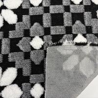Tissu Jacquard Sherpa à Motif Floral à Carreaux Noirs et Blancs, Teint en Fil, de la Marque Velvet Factory, pour Tapis et Couvertures de Canapé