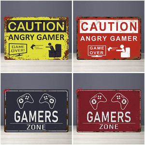 Забавные геймерские металлические знаки для работы, ретро жестяные знаки для дома, бара, клуба, игровой комнаты, мужская пещера, Настенный декор, винтажный металлический постер - Product Image 3