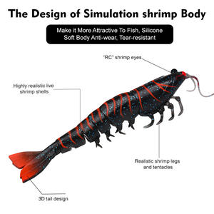 Señuelos de Pesca Artificiales de Plástico Suave de 22g y 37g, Paquetes de 2 y 3 Unidades, Señuelos de Camarón para Agua Salada y Dulce, para Pescar Pargo - Product Image 3