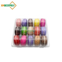 Boîte à clapet articulée transparente en PLA pour 15 macarons, biscuits et desserts – Emballage de présentation