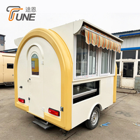 Remorque alimentaire mobile ronde compacte, chariot de café de rue, chariot de vente de glaces et de hot-dogs, camion de restauration entièrement équipé