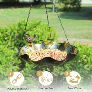 Bebedero para Pájaros Colgante para Exteriores, Ecológico, de Metal Dorado, Decoración para Jardín y Patio, para Observación de Aves - Product Image 5