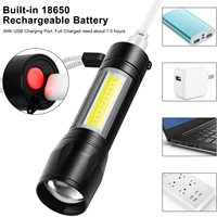 Senter LED Mini COB USB Rechargeable Terang untuk Pekerjaan Perawatan, Hiking, Camping, Memancing, dan EDC