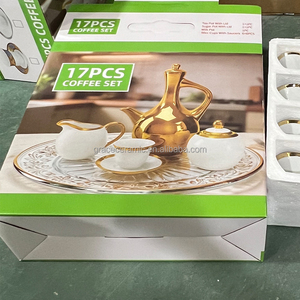Nouvel ensemble <span class=keywords><strong>de</strong></span> café en porcelaine fine plaqué or 17 pièces, tasses à café en céramique africaine éthiopienne, ensemble <span class=keywords><strong>de</strong></span> tasses à <span class=keywords><strong>thé</strong></span> d'Éthiopie - Product Image 5
