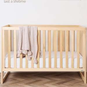 La cama de bebé esencial para recién nacido se adapta al colchón de cuna estándar Base de cama ajustable natural Cuna convertible Austin 3 en 1 para bebé - Product Image 4