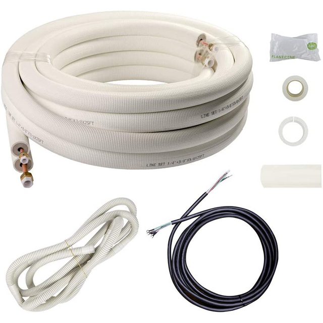 Mini Split Air Conditioner Accessories Insulated HVAC Coil Assembly 1/4" & 3/8" 3/8" PE Copper Pipe Spare Parts
