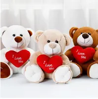 2021 caliente muestra gratis oso de peluche de juguete de peluche oso abrazos corazón oso muñecas con corazón San Valentín regalo para las chicas que te amo