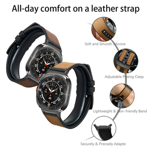 Bracelet en Cuir et Silicone pour Samsung Galaxy Watch 7 Ultra 47mm Sport Homme Femme, Boucle de Fixation pour Samsung Watch 7 47mm - Product Image 2
