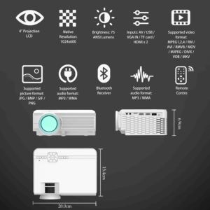 2023 New OEM Native 600P nhỏ Máy chiếu 5 gam Wi-Fi điện thoại thông minh 1250 Lumens Độ sáng cao TV máy chiếu với âm thanh - Product Image 6