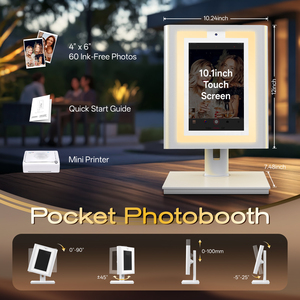 MWE Photomaton de table à écran tactile de 10,1 pouces, photomaton de poche de bureau avec imprimante pour les événements de fête - Product Image 5