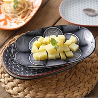 Assiette à poisson ovale de 12 pouces de style Japandi, grande assiette en céramique sous-glaçurée pour la maison et la restauration, plats et assiettes de service