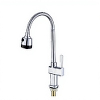 Robinet de cuisine monocommande moderne avec douchette extractible, en alliage de zinc poli, à poser sur comptoir, eau froide, pour usage hôtelier