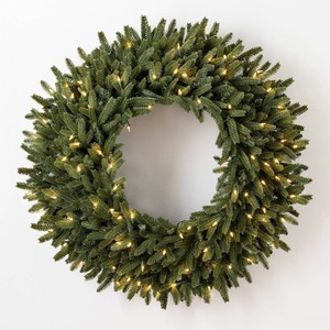 YUELIAN 2027 High Quality 45cm Pre Lit PE LED Lighted <b>Artifical</b> Christmas Wreath for Holiday Home Door Wall Hanging Decor - Product Image 1