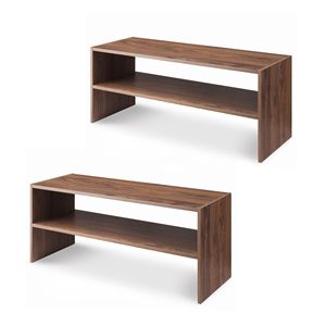 <span class=keywords><strong>Scarpiera</strong></span> Moderna in Legno Impilabile a 2 Ripiani, Finitura Noce, 60 cm, <span class=keywords><strong>per</strong></span> Soggiorno, Camera da Letto, Hotel e Ufficio Domestico - Product Image 1