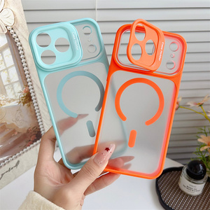 Coque de téléphone magnétique Candy Frosted avec support d'objectif et support de caméra pour iPhone 17 16 Pro Max, dos transparent mat - Product Image 3