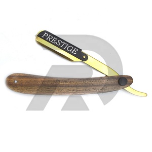 Rasoir Prestige professionnel nouveau Design rasoir à bord droit verdâtre pour le rasage parfait des hommes manche en bois poli/satiné - Product Image 4