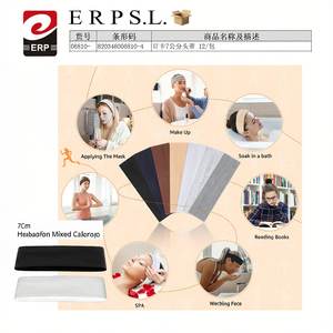 Bandeau de 7 cm, couleurs mélangées, lot de 12, pour maquillage, spa, yoga, bain - Product Image 2