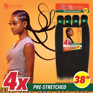 Extensiones de Cabello Pre-estirado para Trenzas, Fibra Sintética Suave de Alta Temperatura 4X, Trenzas Africanas de Ganchillo Fácil para Mujeres Negras - Product Image 2