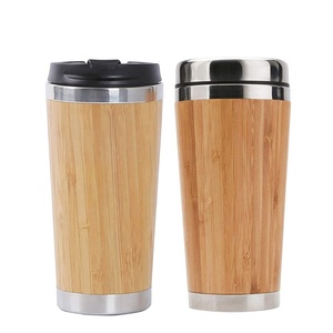 Tasse à café isotherme en bambou, acier inoxydable, 450 ml, anti-fuite, pour le camping en plein air - Product Image 1