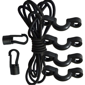 Crochets de remorquage, cordon en caoutchouc de 2 m, 4 mm, avec clips de type C et doubles crochets pour équipement de sport de plein air - Product Image 1