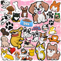 Breloques 2D en PVC pour chaussures, série chien de dessin animé, mignon chiot, décorations de chaussures, motifs patte et os, pour sandales, vente en gros