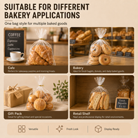 Sacs plats transparents en cellophane pour friandises avec attaches torsadées, sacs d'emballage pour pain en BOPP transparent imprimés sur mesure, vente en gros