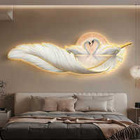 Tableau LED moderne en forme de plume pour l'arrière-plan du salon, décoration murale pour tête de lit de chambre à coucher en forme de cygne