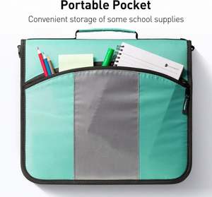 Free Sample BSCI 3 O-<b>Ring</b> Zipper <b>Binder</b> 800 Sheet Capacity - Comes With Handle Multiple Pockets Zipper <b>Binder</b> - Product Image 4