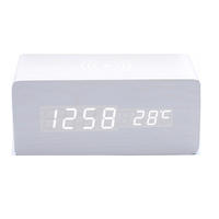 Réveil numérique minimaliste avec charge sans fil Qi, décoration de bureau, chambre, hôtel, température, calendrier, sérigraphie, cadeau