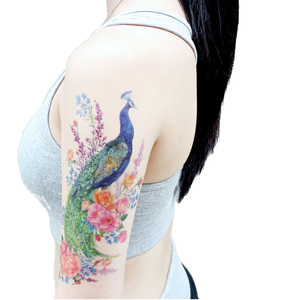 Tatuaggi Temporanei Impermeabili Sexy, Adesivi con Disegni Indiani di Pavone, Fenice e Drago su Carta Bianca, Grandi Tatuaggi per Braccia, Spalle, Viso e Corpo - Product Image 1