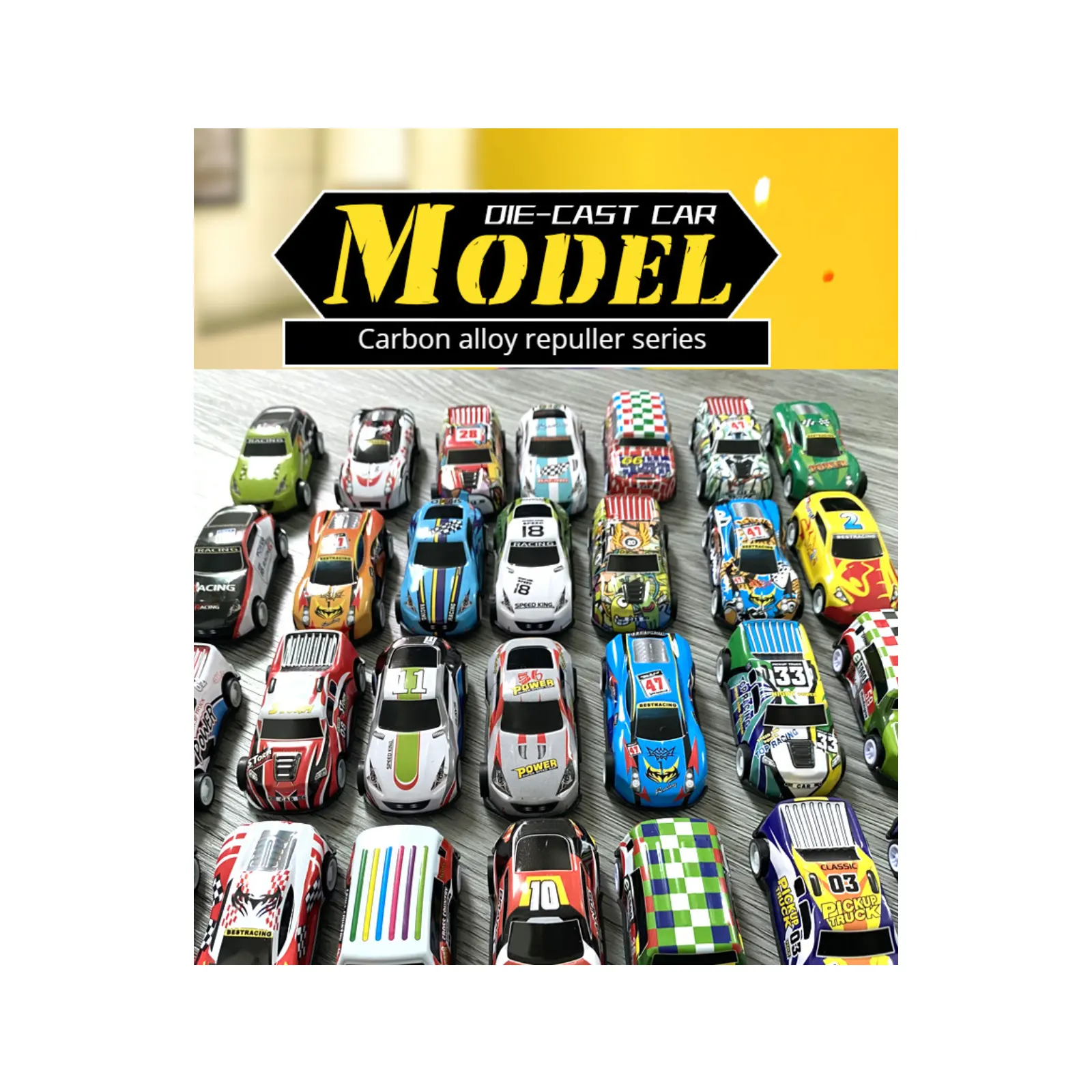 Simulation promotionnelle en alliage personnalisée Miniature 1/64 Véhicules jouets moulés sous pression Modèle arrière de voiture Pull Back Toy Car en vrac