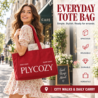 Sac de courses en toile de coton rouge XingHe avec logo personnalisé, réutilisable, avec soufflets latéraux et au bas