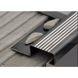 C122 Free Sample 304 Stainless Steel Anti-slip Stair Nosing Profiles <b>Edging</b> Protection <b>Metal</b> Rose Gold Brushed Trim <b>Strip</b> - Product Image 2