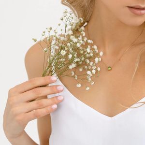 女性のための古典的なステンレス鋼の誕生石ネックレスチョーカージュエリーステートメントゴールドシャイニングペンダントラインストーンネックレス - Product Image 3