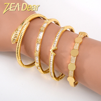 Bracelet jonc tendance classique en or 18 carats plaqué or avec pierre en zircon, taille personnalisable pour femme