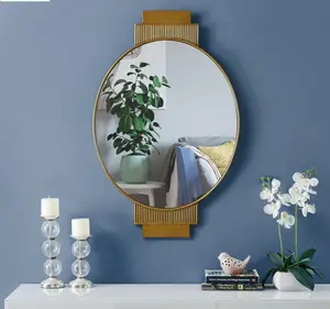 Nordic Living Room Decorative Antique Gold Frame HD Silver Mirror Oval Wall Mirror For Restaurant Dining Room