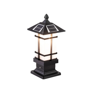 <b>Solar</b> Pillar Light LED Outdoor IP65 Warm White Acrylic Shade Aluminum Body 3500K <b>Garden</b> Path Lamp Decorative Bollard <b>Lantern</b> - Product Image 1