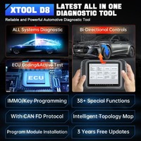 Outil de diagnostic de tous les systèmes XTOOL D8, 38+ fonctions de réinitialisation, scanner OBDII, codage ECU, fonctions PMI, outils automobiles, test actif, mise à jour gratuite