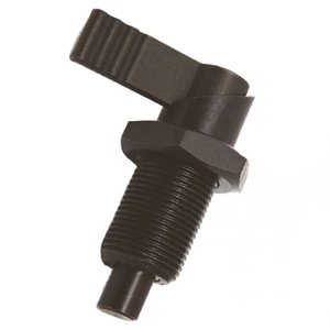 Loquet à ressort rétractable en acier inoxydable à quart de tour avec index de positionnement, goupille de tirage, écrou de verrouillage et goupilles coniques, finition oxydée à la vapeur - Product Image 1