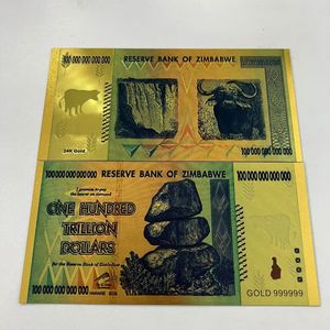 ธนบัตรโลหะซิมบับเว 100 ล้านล้านดอลลาร์  ทำจากทองคำเปลว กันน้ำ ทนทาน สำหรับเล่นเกม หรือเป็นของที่ระลึก - Product Image 1