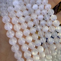 Perles Rondes en Sélénite Blanche Naturelle 4mm 6mm 8mm 10mm, Perles à Changement de Couleur pour la Fabrication de Bijoux et les Projets DIY
