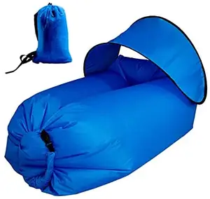 WoqiInflatable Lounger चंदवा के साथ हवा सोफे पोर्टेबल एयर आरामकुर्सी सोफे के लिए डेरा डाले हुए, लंबी पैदल यात्रा वयस्कों के लिए Inflatable समुद्र तट आरामकुर्सी