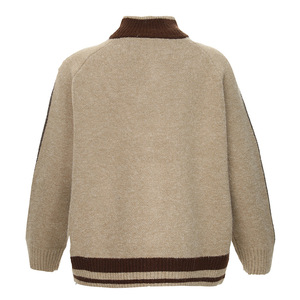 Chaqueta de béisbol de punto con cuello medio alto y letras jacquard sueltas, a la moda, al por mayor - Product Image 2