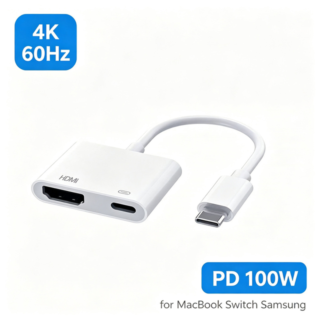 USB C to HDMI Adapter 4k 60hz with Pd 100w Charging Type C HDMI Converter for Macbook Pro iPad Pro Nintendo Switch