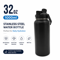 Bouteille isotherme en acier inoxydable avec double couvercle breveté (boisson directe et paille), anti-fuite, pour le sport et les activités de plein air, personnalisable