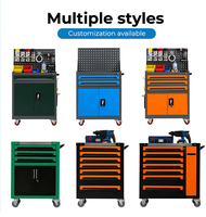 Chariot d'atelier robuste en acier avec roulettes, coffre à outils, rangement de garage, 2 tiroirs, chariot à outils, armoire à roulettes, forte capacité de charge