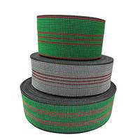 Sangle de rembourrage durable verte 50 mm rayée en PP, sangle élastique en caoutchouc malaisien pour meubles, canapé, siège, lit