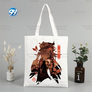 Sac fourre-tout carré en toile imprimée Genshin Impact Ulzzang pour femme, motif Anime Xiao, <span class=keywords><strong>Hu</strong></span> <span class=keywords><strong>Tao</strong></span>, Handkids, Harajuku, Zhong Li - Product Image 2